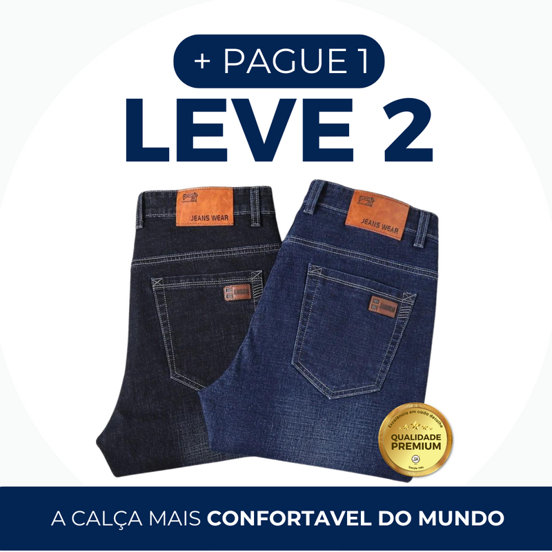 Pague 1 Leve 2 | Calça Jeans® Comfort Flex + Brinde Cinto Masculino - Loja Arantes