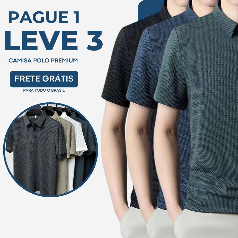 [PAGUE 1 LEVE 3] - Camisa Polo Fresh Seda Gelo