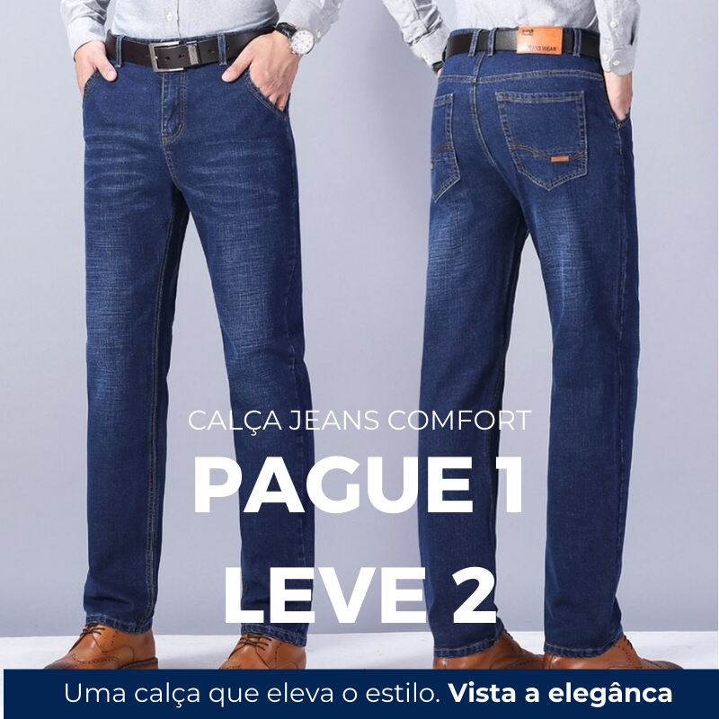 Pague 1 Leve 2 | Calça Jeans® Comfort Flex + Brinde Cinto Masculino - Loja Arantes