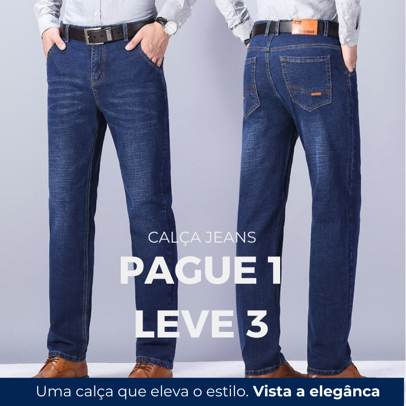 Pague 2 Leve 3 | Calça Jeans® Comfort Flex + Brinde Cinto Masculino