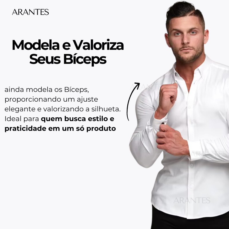 Compre 1 Leve 2 | Camisa Social Ultra Elastech Anti amassados + Relogio de Brinde