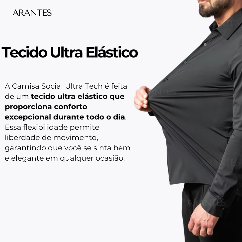 Compre 1 Leve 2 | Camisa Social Ultra Elastech Anti amassados + Relogio de Brinde